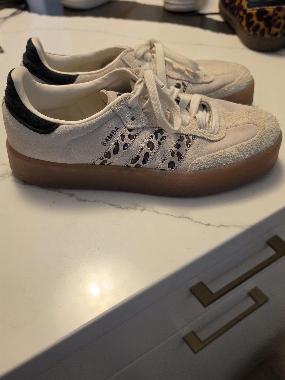 Adidas Samba Platform Cream Leopard Accent Women's Sneakers
